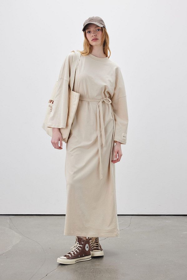 Manuka-Oversized Μακρύ Casual Φόρεμα Μπεζ 1