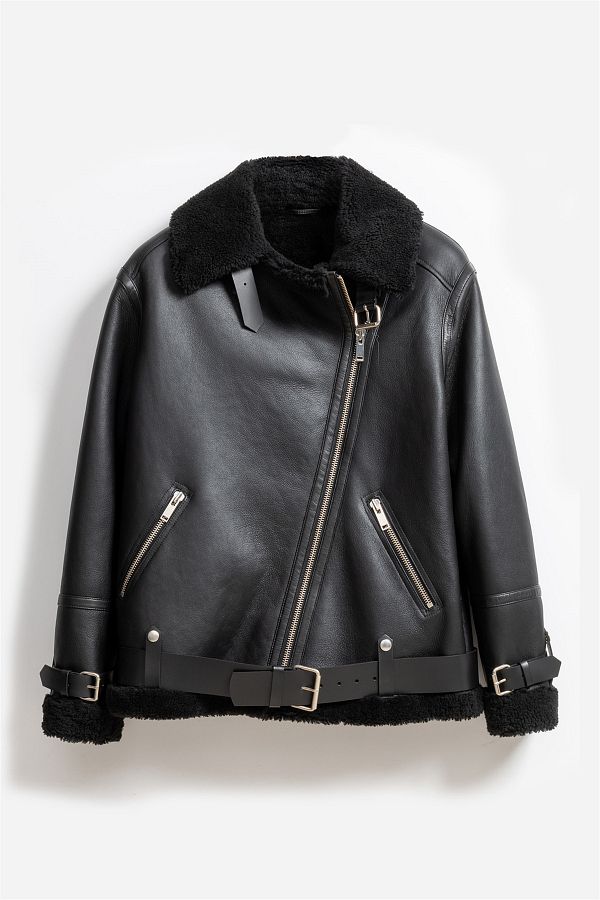 Elle Women s Black Leather Biker Jacket Trendyol