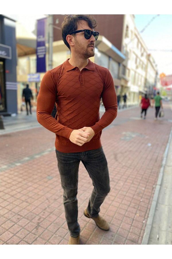Roy Garage Polo Neck Knitwear Sweater Slim Fit Trendyol
