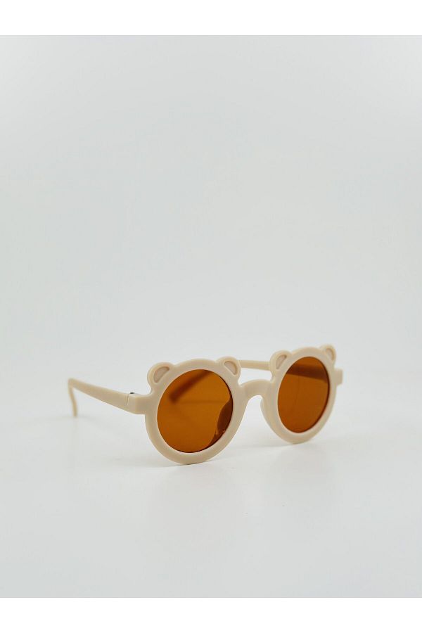 GlimmerGroove-1-9 Years Children's Sunglasses with Teddy Bear Cream Glasses 1