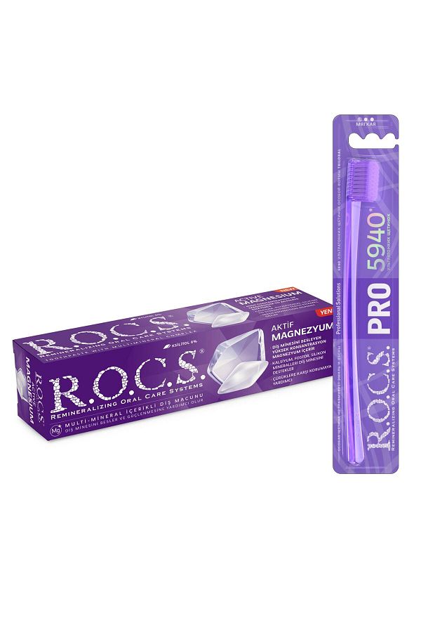 R.O.C.S.-Active Magnesium Tooth Enamel Nourishing Toothpaste and 5940 Pro Toothbrush Set 1