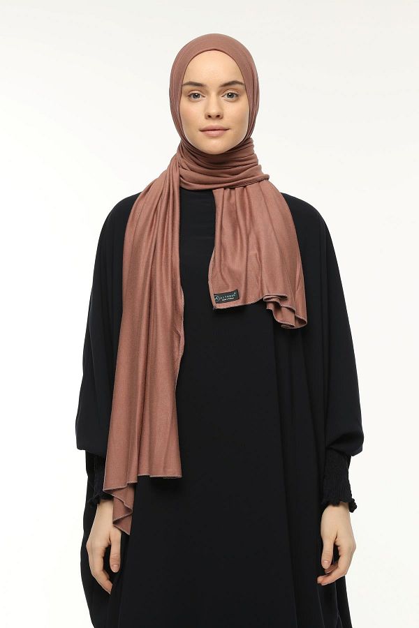 Altobeh-Şal din bumbac pieptănat Hijab Flat Dark Earth 1