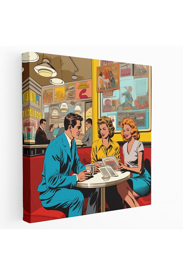 PaintedAnarchy-Retro Pop Art Coffee Shop Canvas Print 1