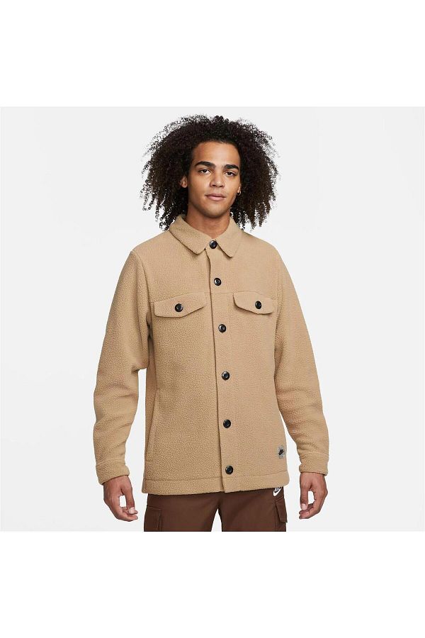 Nike Lumberjack Shirt Sportswear Sport Utility Sherpa Full length Button Men s Brown Jacket Overless Trendyol