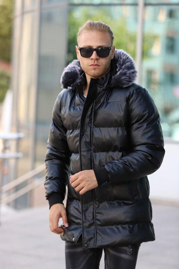 Shiny black men's coat hotsell