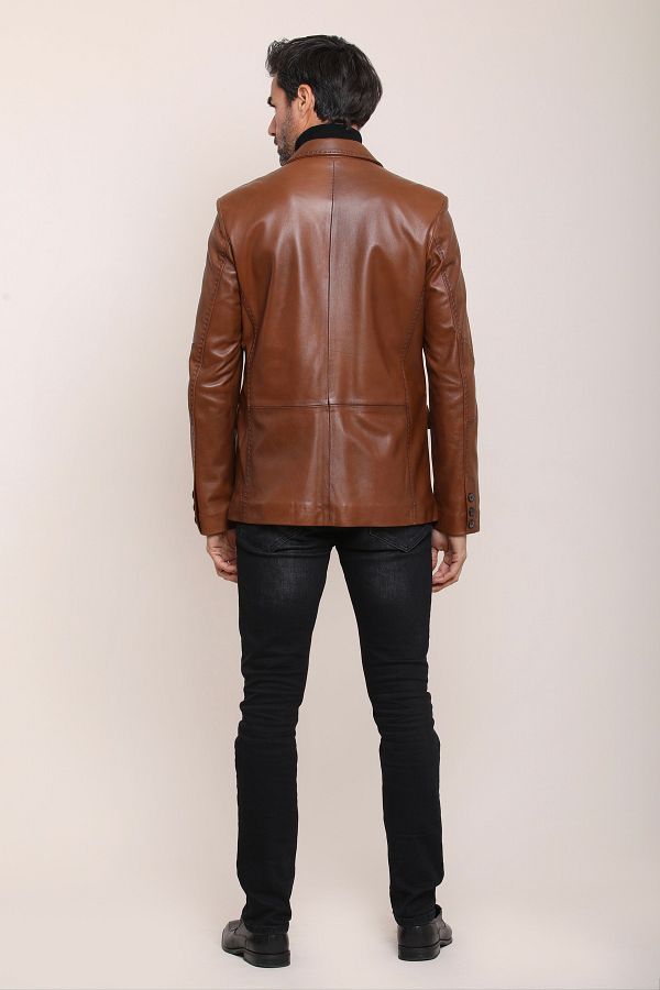 Gian Mori Blazer Tan Men s Leather Jacket Trendyol