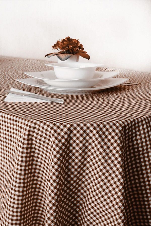 Soft Kare-Brown Small Square Pattern Gingham Picnic Tablecloth 150x150 cm 1