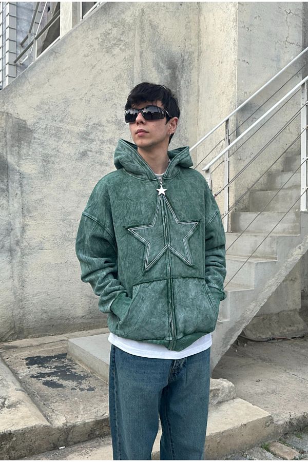 Green acid wash hoodie on sale