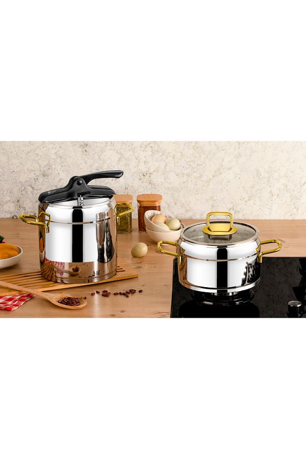 OZL FE NOVA 4 Piece Pressure Cooker Set Plain Gold Trendyol