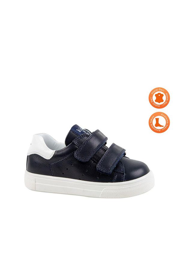 kids A more Papillon Double Velcro Leather Unisex Kids Shoes Navy Blue Trendyol