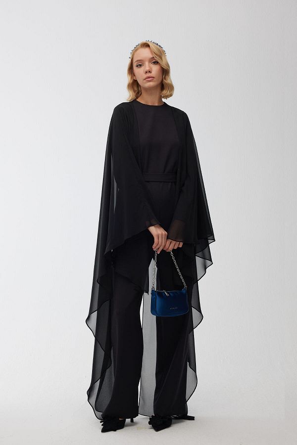 Manuka-Cape Abendkleid Overall Schwarz 1
