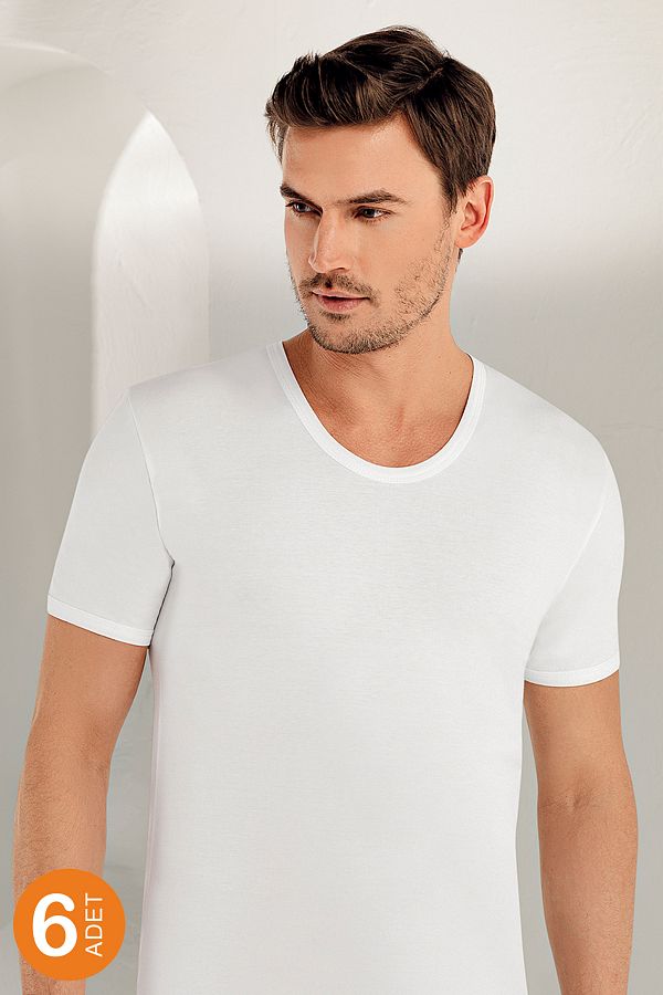 Şahinler-Tricou alb pentru bărbați, pachet de 6, 100% bumbac Me001 1