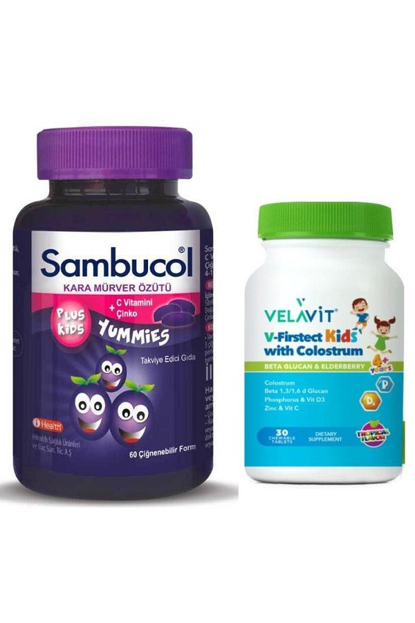Sambucol-PlusKidsYummies - 60 Chewable Tablets,VelavitV-firstect Kids,Colostrum30 Tablets 1