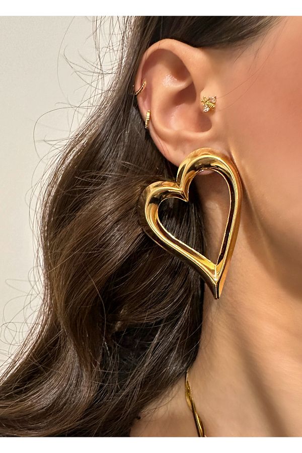 Okko Store Big Heart Earrings Trendyol