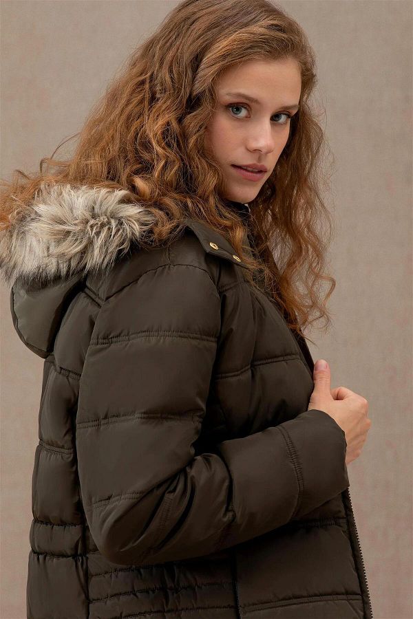 U.S. Polo Assn. Winter Jacket Khaki Basic Trendyol