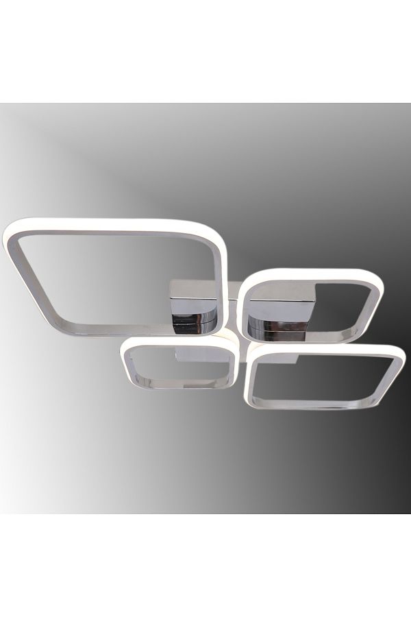 TT AYDINLATMA-TT050-KR نمط الماس الإضاءة - 4 مصابيح LED، مطلي بالكروم، ثريا مع 3 وحدات إضاءة ملونة 1