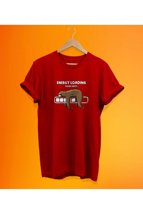 remonz-Μπλουζάκι Lazy Printed Red, 100% Cotton Basic (κανονικό μέγεθος). 1