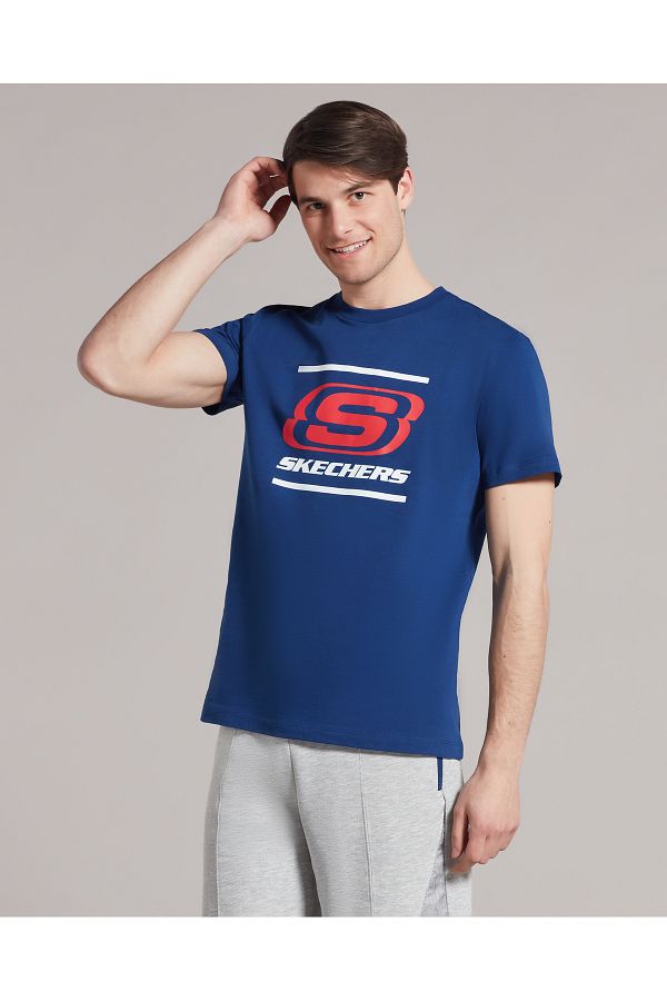 Skechers t shirt mens 2025 blue