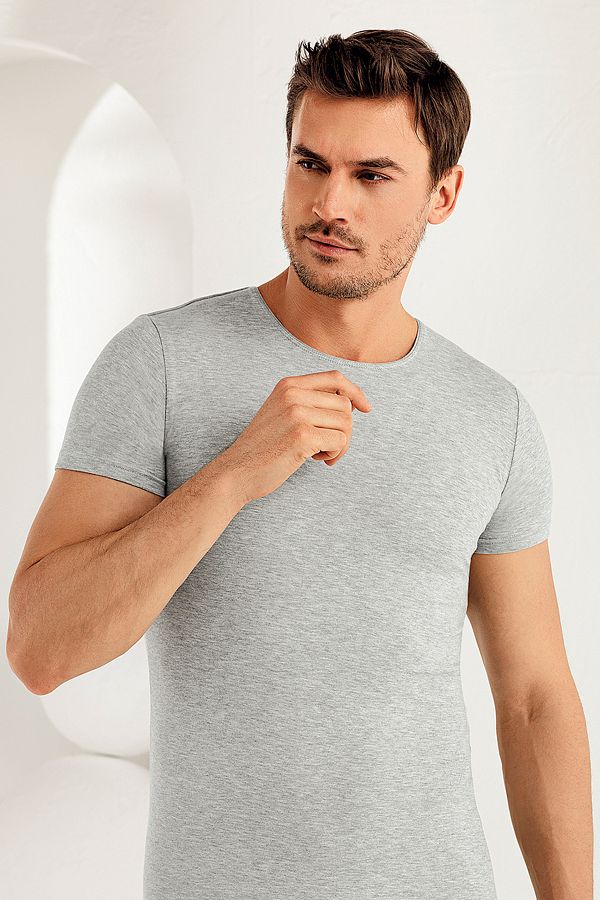 Şahinler-Tricou gri pentru bărbați, cu mânecă scurtă, cu decolteu O, Me069-Gr 1