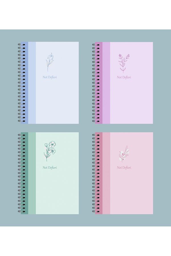 pixelpare-A5 (15x21) Spiral School Notebook 80 sheets Set of 4 - Unlined with white pages 1