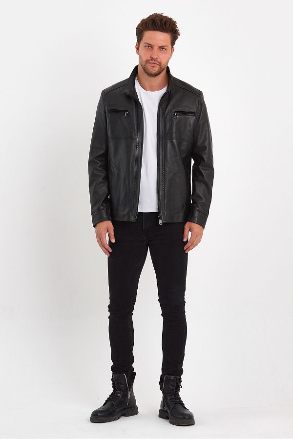 Punto leather and fur jacket clearance