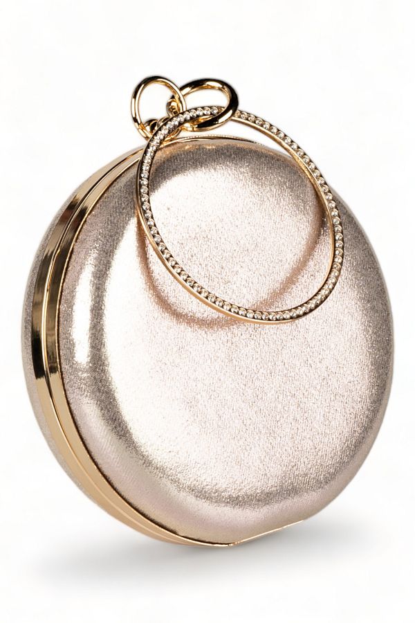 Round gold clutch bag hot sale