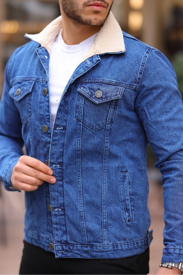 comstar Men's Fur Lined Denim Jacket - Trendyol