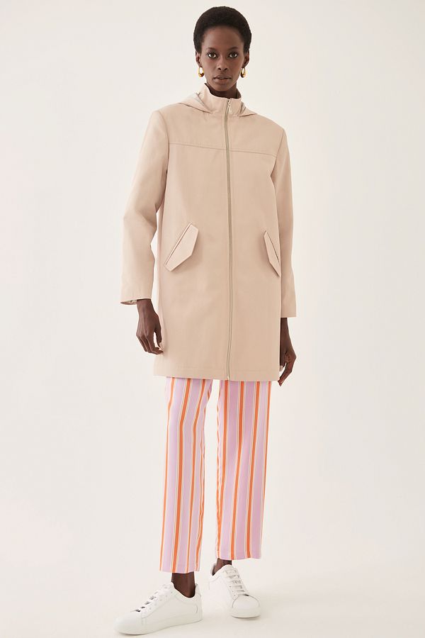 Perspective Adars Regular Fit Half Stand Collar Above Knee Stone Color Women s Trench Coat Trendyol