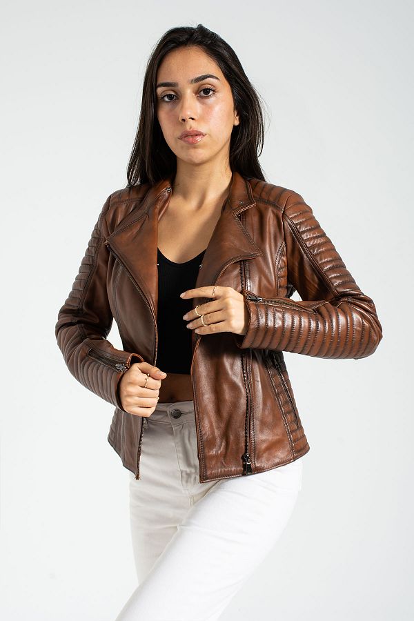 Leather jacket tan color online