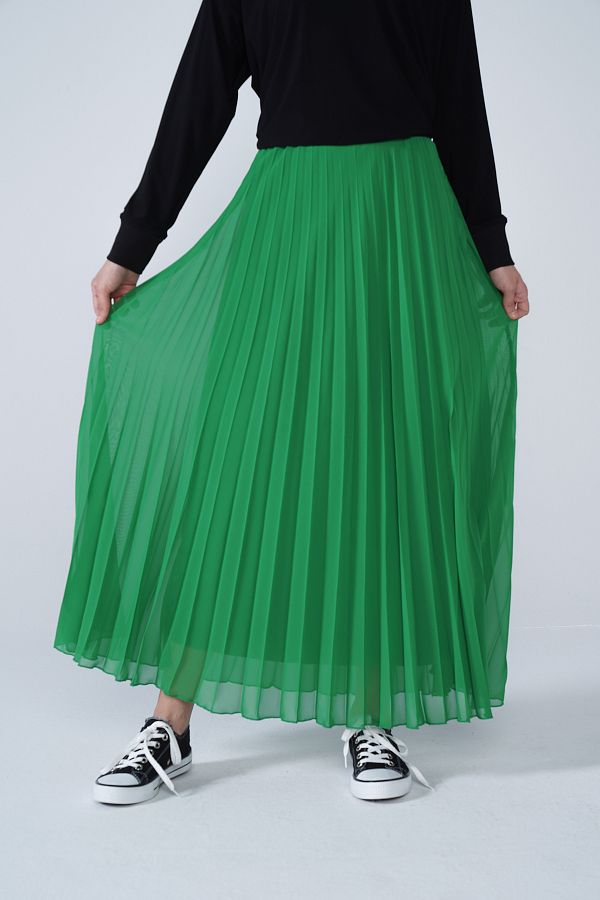Thesetthur Green Pleated Chiffon Skirt Trendyol