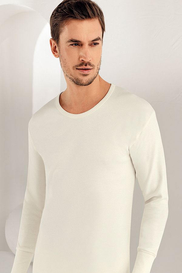 Şahinler-Men's White Long Sleeve O-Neck Undershirt Me016-krm 1