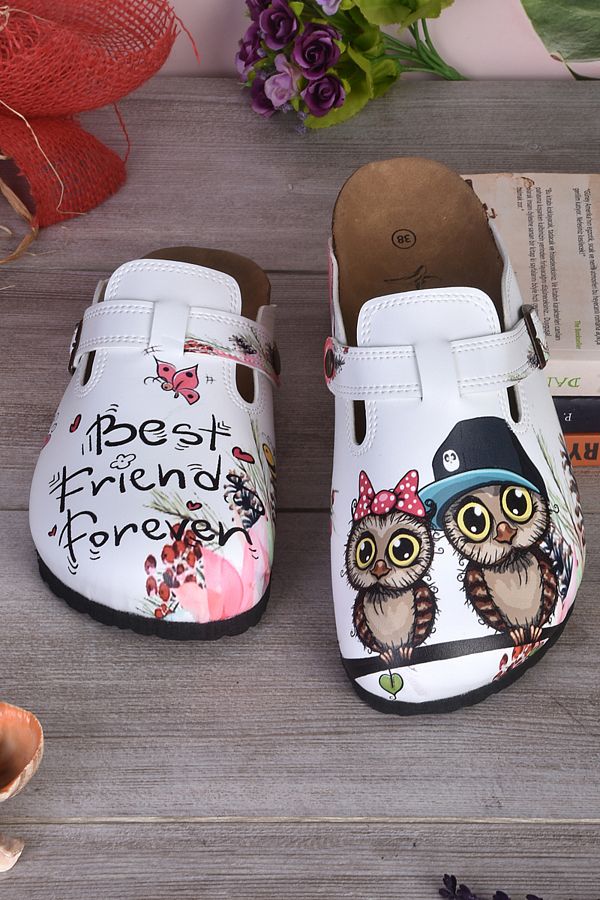 DOG YE 8016 Best Friends Forever Written Sabo Slippers Trendyol