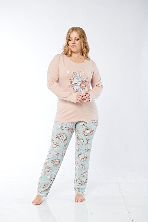 Rubina Secret-Plus Size Long-sleeved Pajamas Set 1