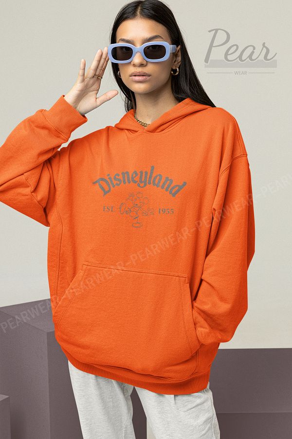 Pear Wear-Disneyland Patterned - Hanorac oversize pentru femei Raster cu 3 fire, cu glugă 1