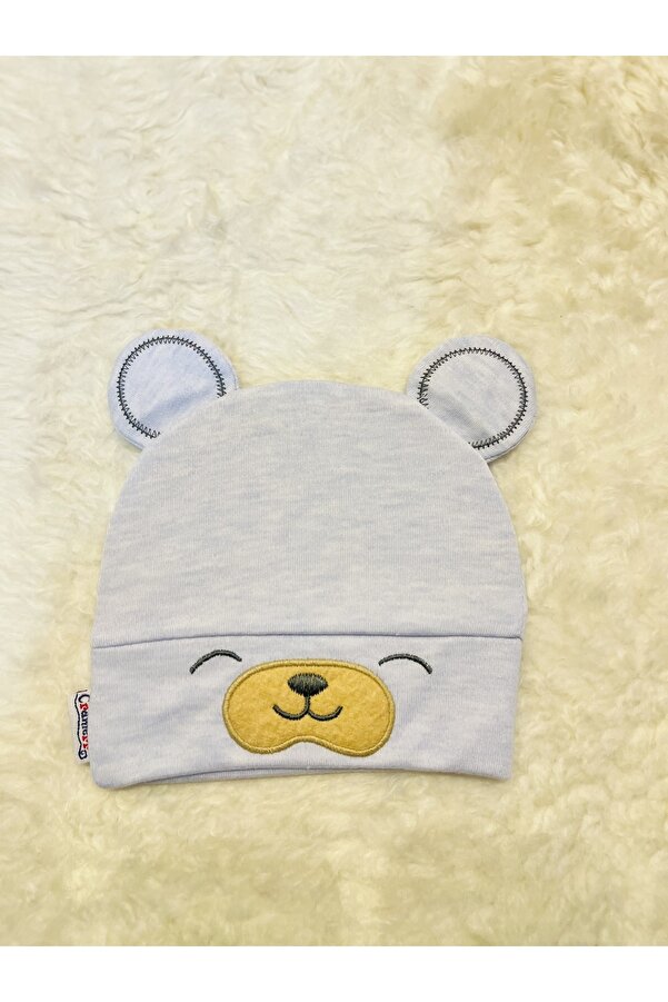 anne dokunuşu gibi KUZUM BEBE Mavi Ayıcık Figürlü Kız Erkek Bebek Çocuk Penye Şapka Bere