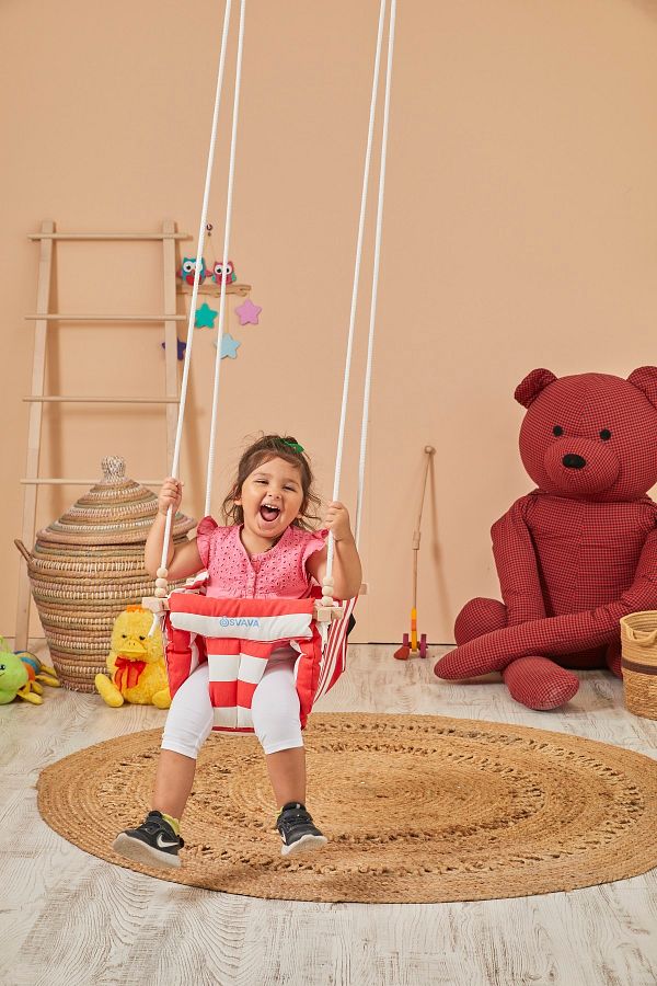 Svava Plus Wooden Baby Swing Ceiling Hanging Children s Swing RED WHITE Trendyol