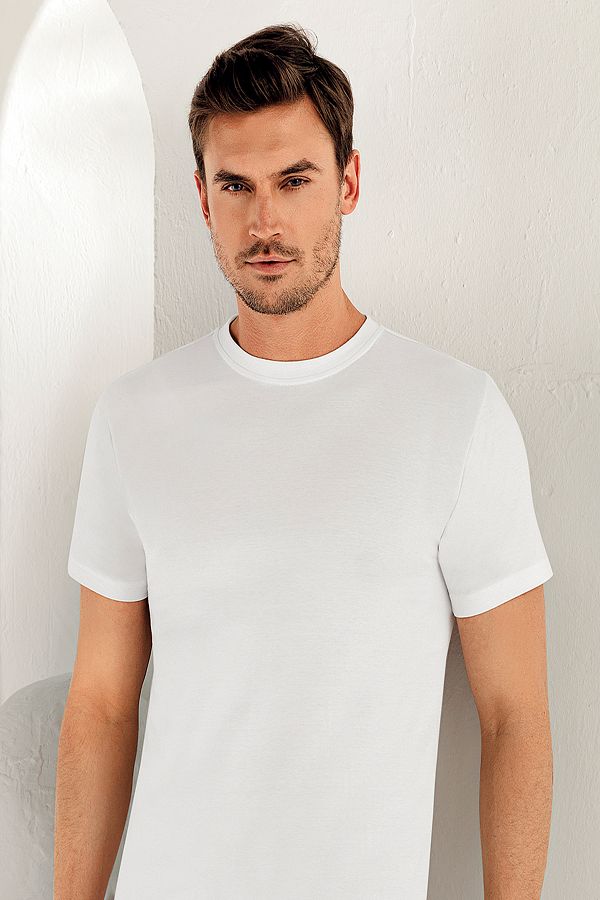 Şahinler-Men's White Short Sleeve Undershirt ME003-BY 1