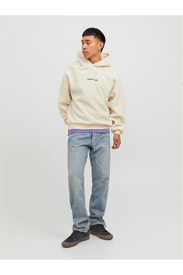 Jack Jones JORVESTERBRO TEDDY SWEAT HOOD SN Oatmeal Trendyol