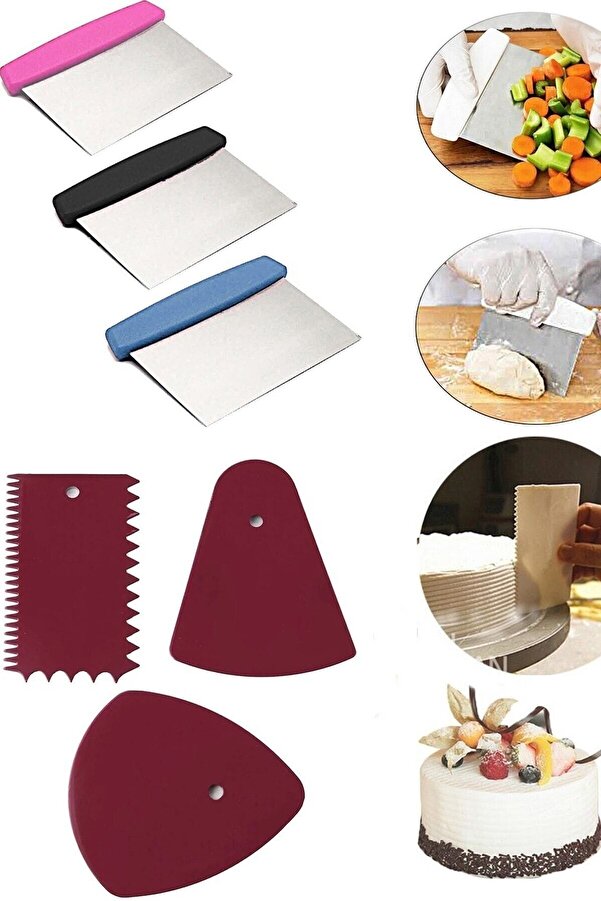 RoseRoi-Steel Spatula Dough Cutter 3-Piece Dough and Pastry Shaper and Cutter 1