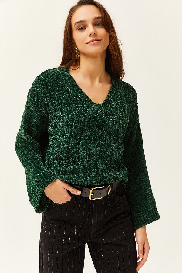 Emerald green v neck sweater cheap