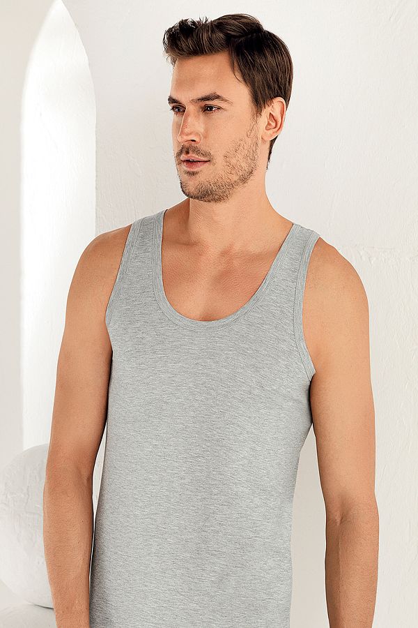 Şahinler-E005 Tricou cu bretele de culoare gri pentru bărbați 1