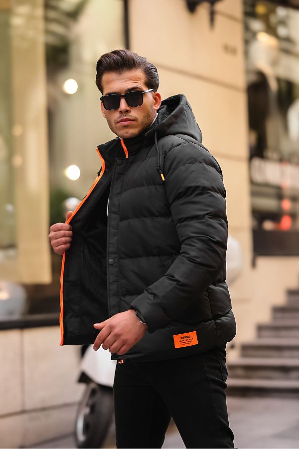 Black coat with orange inside clearance