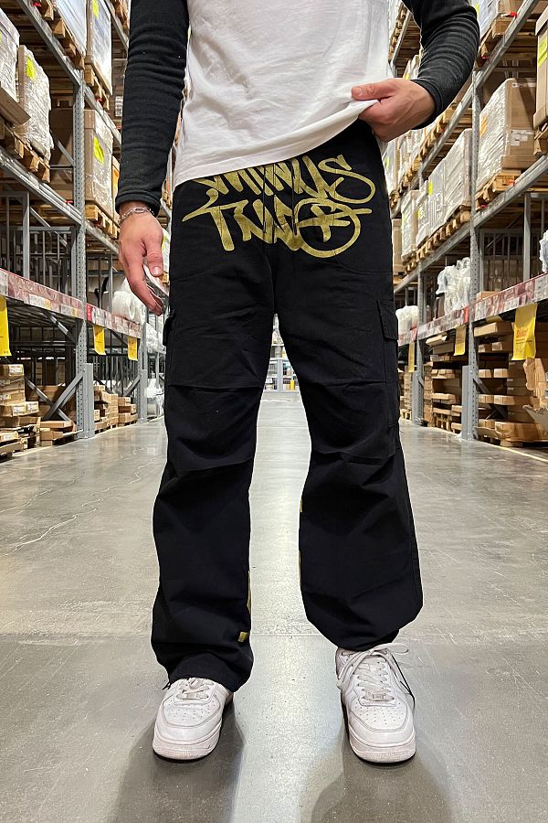 D FRANSEL Adjustable Leg Front and Back Text Printed Baggy Pants Trendyol