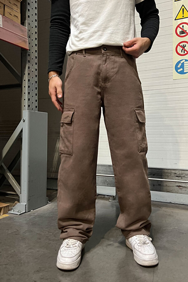 DİFRANSEL Baggy Dark Baggy Cargo Pants with Pockets- Trendyol