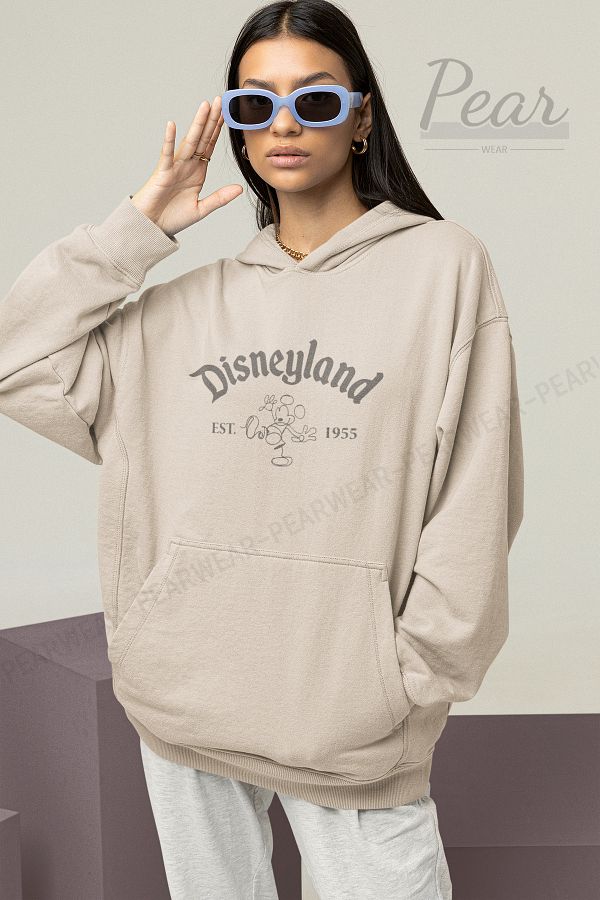 Pear Wear-Hanorac supradimensionat cu glugă, cu 3 fire, imprimat Disneyland 1