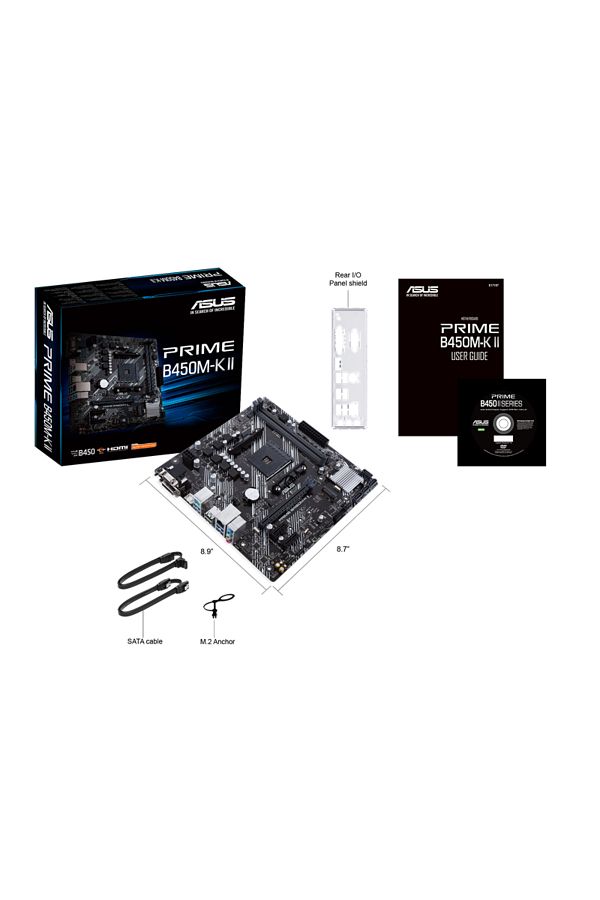 ASUS-PRIME B450M-K II AMD B450 SOCKET AM4 DDR4 4400MHz(O.C.)اللوحة الأم M.2 1