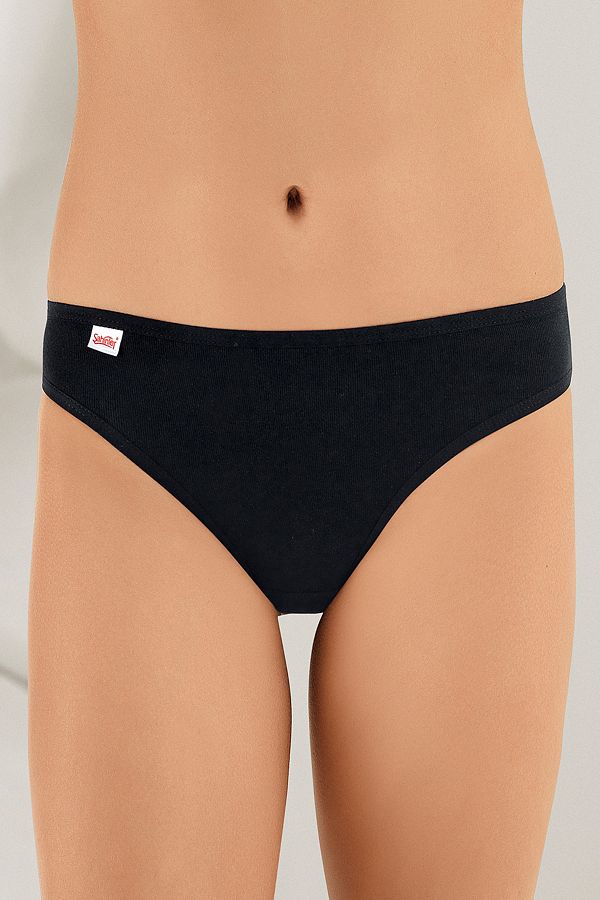 Şahinler-Women's Black Elastic Ribbed Trousers Ribbed Panties MB023 1
