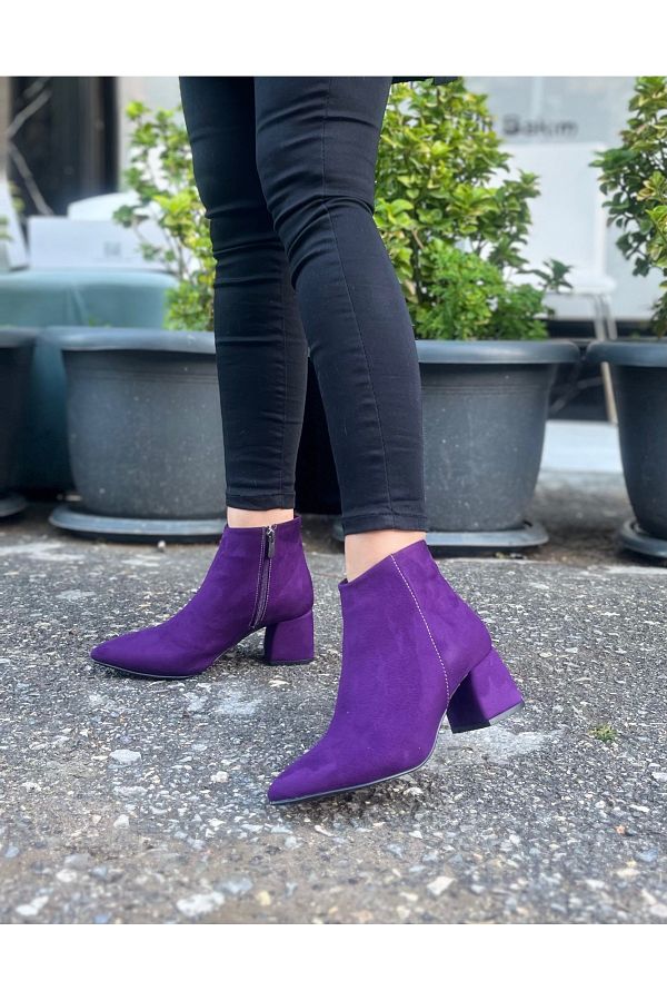 Purple suede ankle boots sale