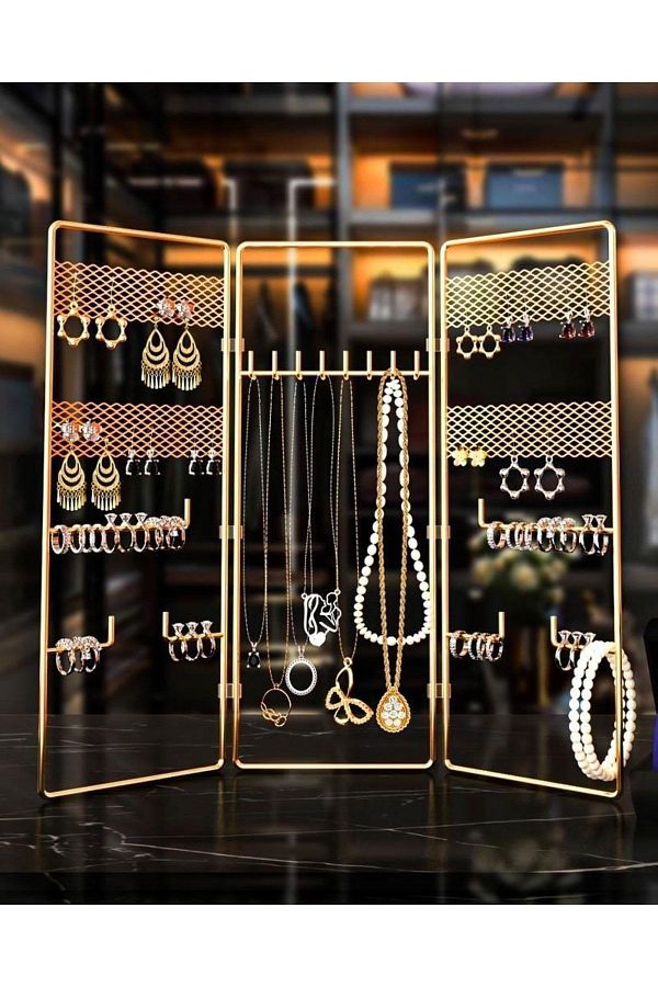Asey Home Decor Tel Jewelry Organizer Jewelry Organizer Box Decorative Jewelry Stand 3 Piece Necklace Ring Earring Holder Trendyol