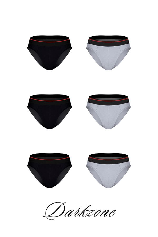 darkzone-Men's 6-Piece Cotton Black-Grey Flexible Slip Briefs 1
